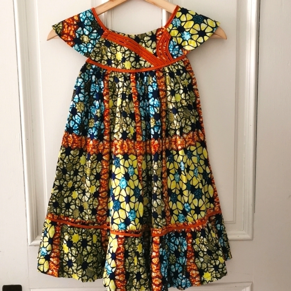 Hand made India wax cotton Bohemian girls dress. Size 3. EUC